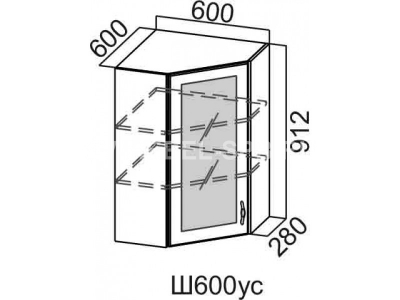 Шкаф навесной 600/912 (угловой со стеклом)