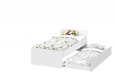 Кровать одинарная с выкатной кроватью (0,9х2,0) Белый текстурный "Токио"