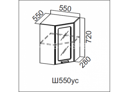 Шкаф навесной 550 (угловой со стеклом)