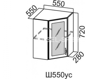 Шкаф навесной 550/720 (угловой со стеклом)