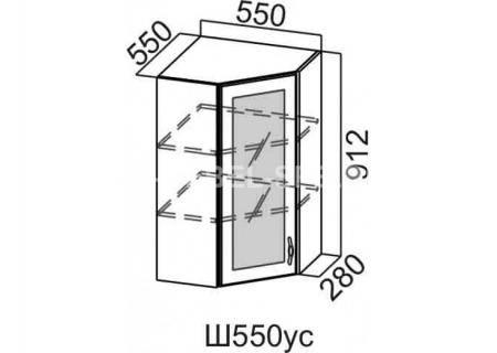 Шкаф навесной 550/912 (угловой со стеклом)