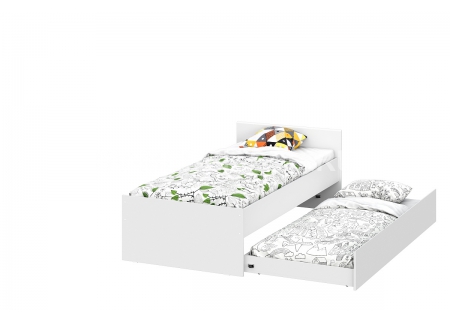 Кровать одинарная с выкатной кроватью (0,9х2,0) Белый текстурный "Токио"